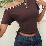 Spicy Girl Off Shoulder Tie Side Slim Fit Top
