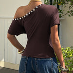 Spicy Girl Off Shoulder Tie Side Slim Fit Top