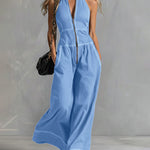 Sleeveless Halter Wide Leg Jumpsuit