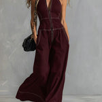 Sleeveless Halter Wide Leg Jumpsuit