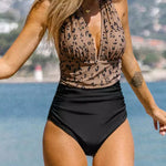 Halter Backless Shirred One Piece Swimsuit