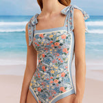 Nadorine Women's Double-Sided Print Reversible One-Piece Swimsuits