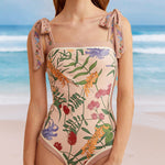 Nadorine Women's Double-Sided Print Reversible One-Piece Swimsuits