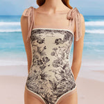 Nadorine Women's Double-Sided Print Reversible One-Piece Swimsuits
