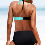 Multicolor Tie Dye Flag Print Wrap V Neck Lace-up Back Bikini