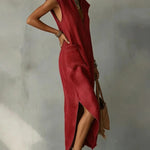 Rebecca - Ruffle Collar V-Neck Dress