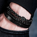 Roman Panther Triple Stack Bracelet Set