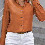 Casual Single-breasted Solid Color Color-blocked Long-sleeved Collared Shirt