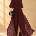 Genevieve | Off-shoulder chiffon maxi dress with flowing skirt