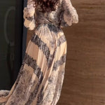Ethnic-style printed high-neck button-down maxi dress (including belt)