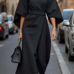 Sofia - Elegant dress with lantern sleeves and belt for Women