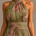 Livia - Elegant Floral Maxi Halter Dress