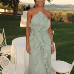 Grace Holloway | Pleated Ruffle Halter Maxi Dress For Women