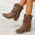 Pamela | Western Leather-Look Boots