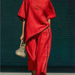 Anila Linen Cropped Pants Set