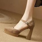 Aurore | Women's Platform Block Heel Pumps Ankle Strap High Heels