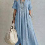 WREN | Blue Maxi Dress Short Sleeve