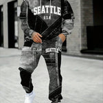 KZZ Men's Fall Winter Hooded Sweatshirt & Pants Set