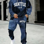 KZZ Men's Fall Winter Hooded Sweatshirt & Pants Set