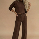 Charlotte Cooper | Cropped Top & High-Waisted Trousers Set For Women
