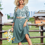 Casual V-Neck A Line Flowy Eyelet Midi Dress (US Only)