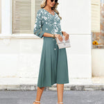 Casual V-Neck A Line Flowy Eyelet Midi Dress (US Only)