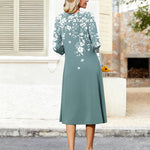 Casual V-Neck A Line Flowy Eyelet Midi Dress (US Only)
