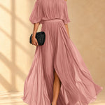 Genevieve | Off-shoulder chiffon maxi dress with flowing skirt