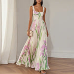 Floriene | Floral Print A-Line Maxi Dress