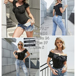Off Shoulder Puff Sleeve Ruffle Trim Tops Bodysuits - Nadorine (Us Only)