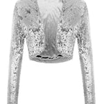 Sequin Shrug Glitter Bolero Jackets with Sparkly Blazer Long Sleeve Cropped Cardigan - Nadorine (Us Only)