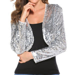Sequin Shrug Glitter Bolero Jackets with Sparkly Blazer Long Sleeve Cropped Cardigan - Nadorine (Us Only)