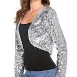 Sequin Shrug Glitter Bolero Jackets with Sparkly Blazer Long Sleeve Cropped Cardigan - Nadorine (Us Only)