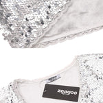 Sequin Shrug Glitter Bolero Jackets with Sparkly Blazer Long Sleeve Cropped Cardigan - Nadorine (Us Only)