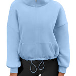 Zeagoo Womens Fleece Jacket Full Zip Crop Hoodie Long Sleeve Pullover Sweatshirts Oversized 2023 Fall Winter Coat