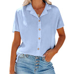 Nadorine Women's Button Down Short Sleeve Blouse