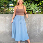 High Waisted Flowy Elastic Skirts , Lightweight Long Skirts - Nadorine (Us Only)