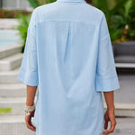 Linen Shirt Elastic Waist Casual Shorts Set - Nadorine (Us Only)