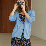 Nadorine Women's Button Down Crochet Sweater Cardigan
