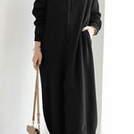Solid Color Zip-up Oversized Long Hoodie