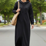 Solid Color Zip-up Oversized Long Hoodie
