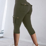 Butt Lifting Biker Capris Leggings High Waist Flap Pocket Workout Capris Gym Pants