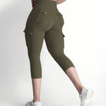 Butt Lifting Biker Capris Leggings High Waist Flap Pocket Workout Capris Gym Pants