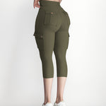 Butt Lifting Biker Capris Leggings High Waist Flap Pocket Workout Capris Gym Pants