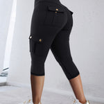 Butt Lifting Biker Capris Leggings High Waist Flap Pocket Workout Capris Gym Pants