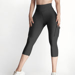 Butt Lifting Biker Capris Leggings High Waist Flap Pocket Workout Capris Gym Pants