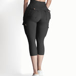 Butt Lifting Biker Capris Leggings High Waist Flap Pocket Workout Capris Gym Pants