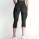 Butt Lifting Biker Capris Leggings High Waist Flap Pocket Workout Capris Gym Pants