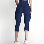 Butt Lifting Biker Capris Leggings High Waist Flap Pocket Workout Capris Gym Pants