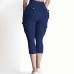 Butt Lifting Biker Capris Leggings High Waist Flap Pocket Workout Capris Gym Pants